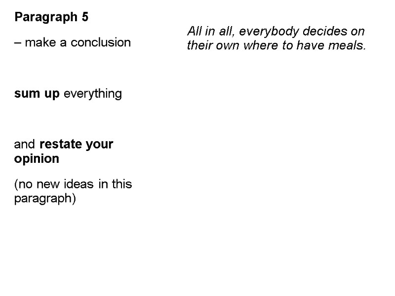 Paragraph 5  – make a conclusion  sum up everything   and